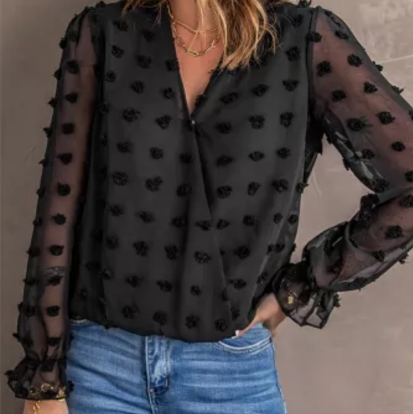 None Tops - 🔥New Deep V swiss dot top